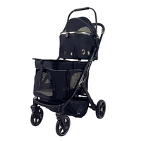 Poussette de chien pliable en aluminium double couche à la mode amovible lavable Oxford couverture transparente confortable étanche pour