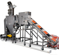 Machine robotique de déballage de sacs avec alimentation automatique des sacs et compression des sacs usagés