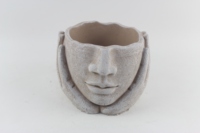 Pots de fleurs ronds artificiels et jardinières pour plantes succulentes en ciment, statues décoratives avec motif floral, statue visage, produit de jardinage artistique