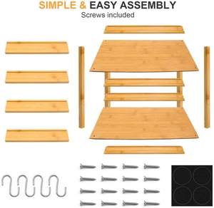 Porte-épices à 2 niveaux Organisateur <span class=keywords><strong>sous</strong></span> évier en bambou Tiroir de rangement en <span class=keywords><strong>bois</strong></span> Organisation de l'armoire <span class=keywords><strong>Étagère</strong></span> pour salle de bain - Product Image 4
