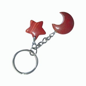 Porte-clés en pierre de jaspe rouge polie avec chaîne métallique intégrée pour décoration intérieure de voiture et fournitures d'artisanat en gros - Product Image 3