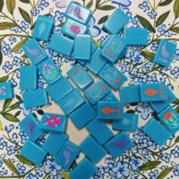 Mahjong américain bleu monocouche, mini jeu de cartes portable, tuiles de mahjong américaines en acrylique