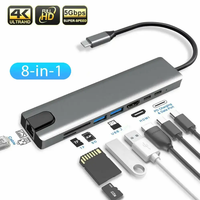 Hub Usb Type c 8 en 1 Hub Usb Adaptateur multifonction pour ordinateurs portables MacBook Pro et Type C Windows