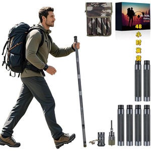 Bâton de randonnée pliable portable en acier inoxydable, bâton de trekking réglable, équipement de soutien pour la marche en plein air - Product Image 1