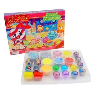 TOYSRUNNER 2022 Calendrier de l'Avent avec Perles de Pâte à Modeler et Slime DIY, Kit de Fabrication de Slime Fluffy Non Toxique, Calendrier de l'Avent aux Bonbons - Product Image 1