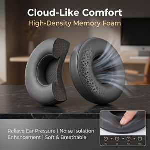 Coussinets d'oreille de remplacement pour casques supra-auriculaires sans fil <span class=keywords><strong>BEATS</strong></span> <span class=keywords><strong>Solo</strong></span> <span class=keywords><strong>2</strong></span>/3 en peau d'agneau - Isolation acoustique anti-bruit - Product Image 2