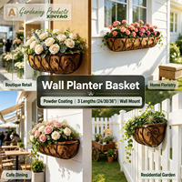 Panier suspendu mural en fer robuste et résistant avec doublure en coco naturel pour la décoration intérieure et extérieure du jardin, de la clôture et du balcon