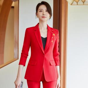 时尚大号纯色正装女式商务裤两件套 - Product Image 3