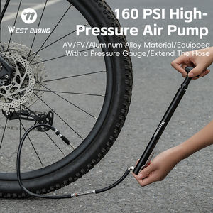 WEST BIKING-Bomba de aire para bicicleta de alta presión, <span class=keywords><strong>AV</strong></span>/FV, de aleación de aluminio, con manómetro portátil, 160PSI - Product Image 6