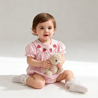 Combinaison à volants Hongbo pour bébé fille nouveau-né, vêtements de Pâques, barboteuse à manches courtes avec broderie de lapin mignon