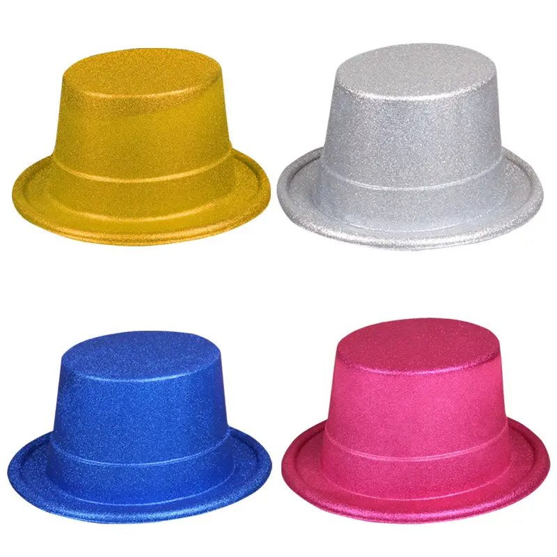 St Patrick Phụ Kiện Ngày Bộ Trang Phục Dự Tiệc Lạ Mắt Mũ Fedora Phẳng Lấp Lánh Bằng Nhựa PVC Trơn Cho Trẻ Em Halloween