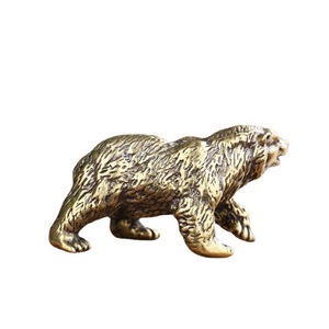 1pc Brass Big Bear Polar Bear Tabletop Ornament Brass Imposing Brown Bear Pet for Tea Antique <strong>Copper</strong> <strong>Gift</strong> - Product Image 3