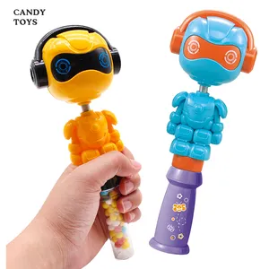 Factory Supplier Surprise BB hammer Sugar Toy Robot Head Shake Whistle Sound Candy Toys