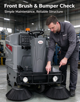 Balayeuse autoportée 3 en 1 S6 avec commande au pédale, machine de balayage de sols industriels pour poussières lourdes