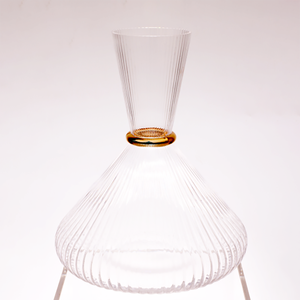 Minimalist Glass <b>Dinnerware</b> <b>Set</b> With Gold Inlay Stripe Design Dishwasher Safe Coupe Glasses And Decanter <b>For</b> Party - Product Image 5