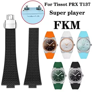 สายยางฟลูออโรสำหรับนาฬิกา <span class=keywords><strong>Tissot</strong></span> <span class=keywords><strong>PRX</strong></span> Series ขนาด 35 มม. 40 มม. หัวเข็มขัดแบบผีเสื้อ ขนาด 11 มม. 12 มม. กันน้ำ ถอดเปลี่ยนได้รวดเร็ว สายนาฬิกา FKM - Product Image 1