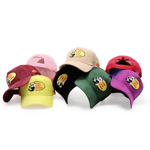 Your Logo Design Manufacturer Trucker Cap Embroidery Animal Embroidered Mesh 5 Panel High Quality Suede Trucker Hat Custom