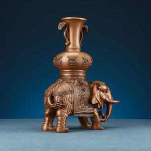 Bronze <b>Elephant</b> Figurine With Vase Home Office Decor Traditional Copper Sculpture For Living Room Entryway TV Cabinet Decoration - Product Image 3