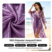 Tissu Jacquard Brocart Teint sur Mesure en Usine 100% Polyester 120GSM Résistant à l'Abrasion Poids Moyen pour Vêtements Féminins