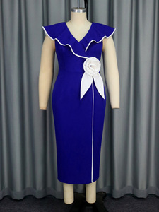 <span class=keywords><strong>Elegante</strong></span> Abito a Tubino Turco Taglie Forti, Vita Alta, Stile Raffinato, Abito <span class=keywords><strong>Midi</strong></span> da Ufficio - Product Image 5