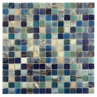 Tuiles de mosaïque en verre décoratives pour piscine, forme carrée, surface brillante, à prix bas