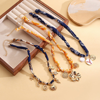 Nouveau collier écharpe en polyester couleur Dopamine pour femme, accessoire de mode de luxe, pendentif créatif, bijoux de mode exclusifs en tissu