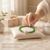 Nouveau bracelet tendance en agate verte de 6 mm, chalcédoine, perle naturelle, plaqué or, design artisanal de haute qualité, cadeau pour femmes