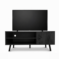 Meuble TV européen moderne avec étagère de rangement, taille et couleur personnalisables, mobilier de salon contemporain, meuble TV en bois noir