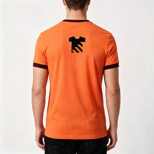 T-shirt d'été personnalisé de haute qualité en coton 100% avec broderie, coupe classique, style basique pour homme, respirant, avec bordure contrastante - Product Image 2