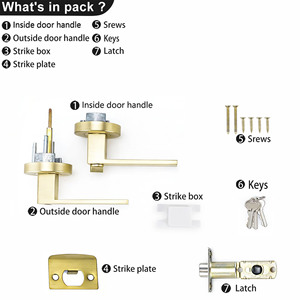 Set Maniglia per Porta d'Ingresso in Lega di Zinco con <span class=keywords><strong>Serratura</strong></span>, Finitura Oro Opaco, Viti Nascoste, Resistente - Product Image 3