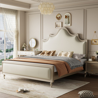 Lit King Size Moderne Style Américain en Bois Massif Acajou avec Panneaux, Couleur Noyer, Ensemble de Meubles de Chambre avec Rangement pour Usage Domestique