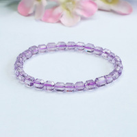 Bracelet en Améthyste Naturelle Aiyu en Gros, Neuf Pierres Cylindriques Facettées Effet Feu Violet, S3072804