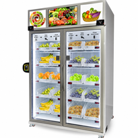 Distributeur automatique réfrigéré intelligent avec détection de poids pour fruits, légumes et viandes frais, écran LCD 22 pouces, 5 niveaux, 20 paniers
