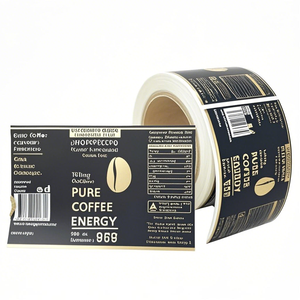 Rollo de etiquetas de lámina de oro mate negro personalizado impermeable UV impreso vinilo vino cerveza y chocolate embalaje para la industria alimentaria - Product Image 1