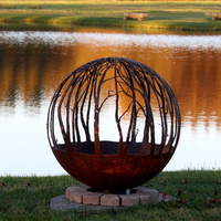 Boule de feu de jardin, découpe laser, foyer sphérique, conception OEM, boule de feu