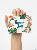 Cartes de remerciement personnalisées avec logo imprimé, motif floral tropical, avec enveloppes |   Cartes de vœux personnalisées en aquarelle botanique en gros