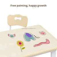 Ensemble table et chaises réglables en hauteur pour enfants Vsuch, bureau d'étude et de jeu en plastique pour enfants avec 4 chaises pour la maison et la maternelle