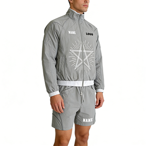 Custom <strong>Men's</strong> Casual Tracksuits Windproof Quick Dry Stand Collar Jacket <strong>Shorts</strong> Set Lightweight Breathable Streetwear ODM OEM - Product Image 1