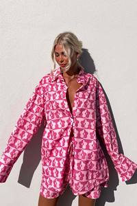 2023 vacanza primavera estate personalizzata <span class=keywords><strong>taglie</strong></span> forti 2 pezzi da <span class=keywords><strong>donna</strong></span> abbinati abiti di lino camicia con bottoni e pantaloncini - Product Image 3