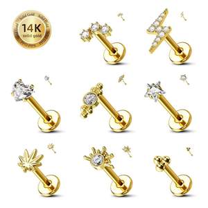 Ensemble de Piercings Tendance en Or Cœur et Étoile Sans Fil pour Femmes – Bijoux Minimalistes pour Lèvre et Oreille - Product Image 1