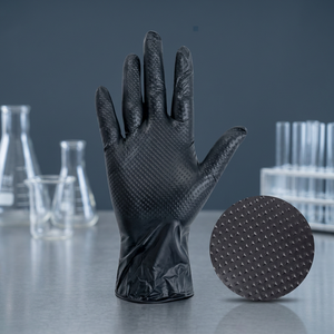 Malaysia Diamond Grip Nitrile Gloves 7 MIL 8 MIL Orange /Black <b>S</b> /M / L / XL Wholesaler <b>9</b> INCH 24 CM - Product Image 3