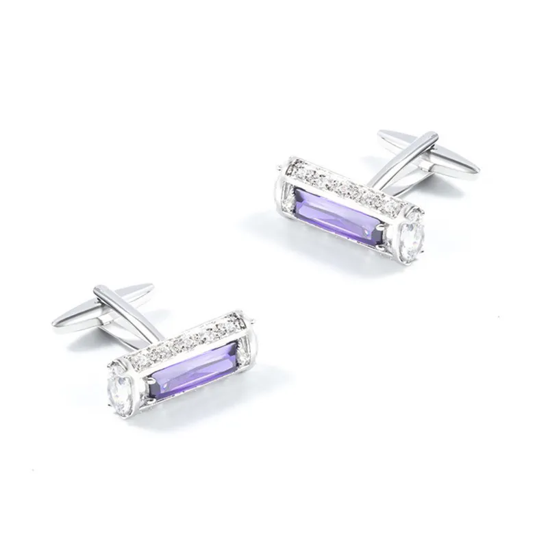 Jachon Graceful Wedding Cufflinks Gift For Men Sparkly Full Rhinestones With Light Purple Crystal Cufflinks