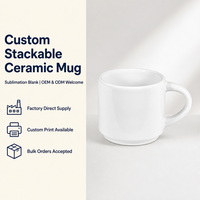 Tazza da Caffè in Ceramica Bianca Impilabile per Sublimazione, Personalizzabile con Citazioni Motivazionali e Logo, Ordine all'Ingrosso, Regalo Aziendale