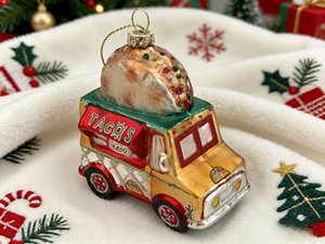 Ornement de Noël en verre en forme de camion de pompiers, décoration rouge soufflée à la main pour l'arbre de Noël, cadeau idéal pour les pompiers - Product Image 3