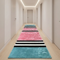 High Quality Handmade Bamboo Silk Carpet Runner Pink Lobby Rugs