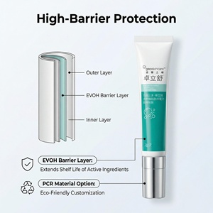 Tubo Cosmetico Verde Personalizzato con Testina Massaggiante in Lega di Zinco <span class=keywords><strong>per</strong></span> Crema <span class=keywords><strong>Occhi</strong></span> e Siero, Confezione Professionale <span class=keywords><strong>per</strong></span> Skincare, Tubo Morbido 15ml - Product Image 4