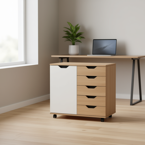 Organiseur de rangement Db Winsome Halifax blanc à 5 tiroirs, unité de rangement moderne en bois, solution d'organisation pour la maison et le bureau - Product Image 2