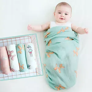 hot selling printed hug sleep sleep pod blanket 100% cotton muslin baby blanket cute bedsheets