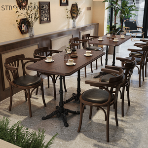 Tùy Chỉnh Rắn Bàn Gỗ Cổ Điển Sang Trọng Óc Chó Mộc Mạc Hiện Đại 4 Chỗ Ngồi Nhà Hàng Bằng Gỗ Bàn Ăn Đặt Với 6 Ghế - Product Image 1