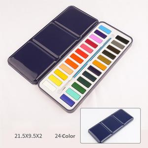 Premium 12 24 acuarela media sartén pintura artista acuarela sólida pastel Aquarelle pintura con pincel para acuarela libro caja de lata - Product Image 1
